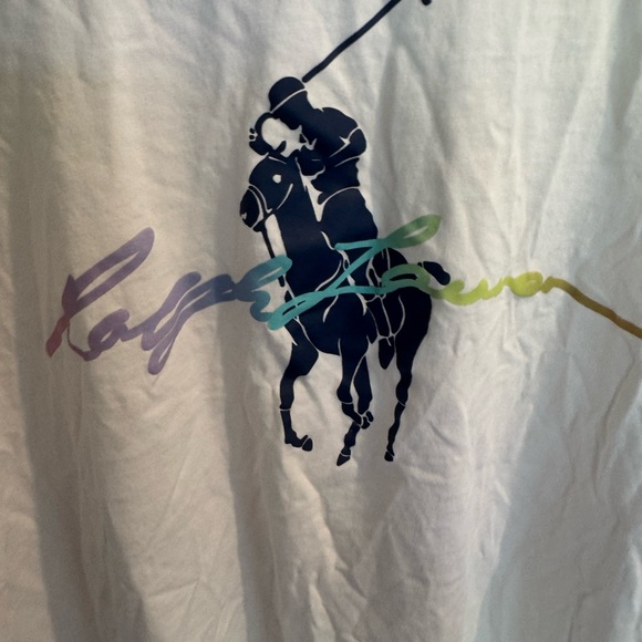 Ralph Lauren White Tee with Multicolor Logo - Picture 6 of 7